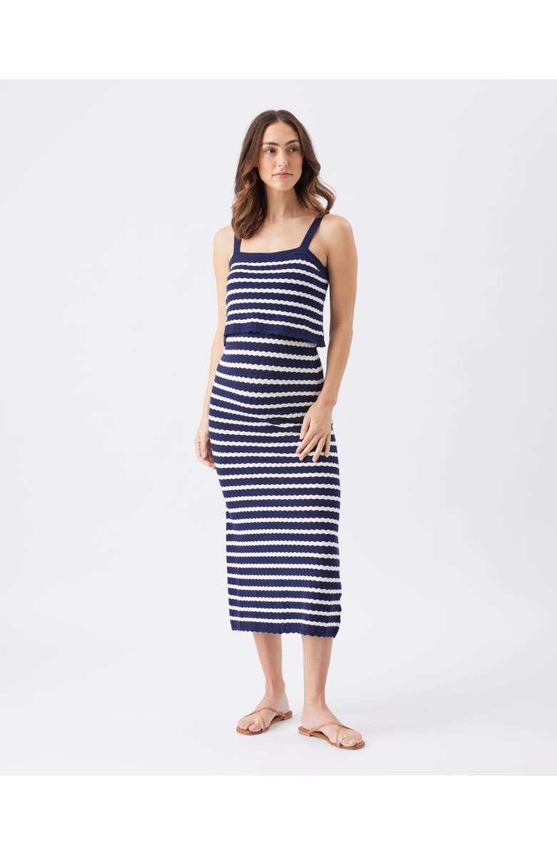 Ripe Maternity Pointelle Knit Nursing Dress, Main, color, Navy / White