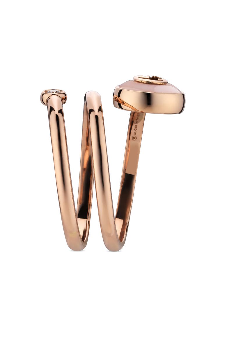 Interlocking-G Diamond & Pink Opal Coil Ring, Alternate, color, PINK/ ROSE GOLD