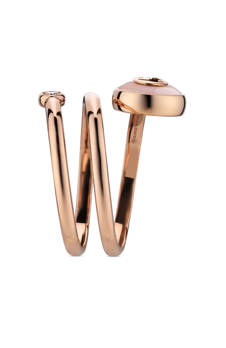 Gucci Interlocking-G Diamond & Pink Opal Coil Ring, Alternate, color, Pink/ Rose Gold