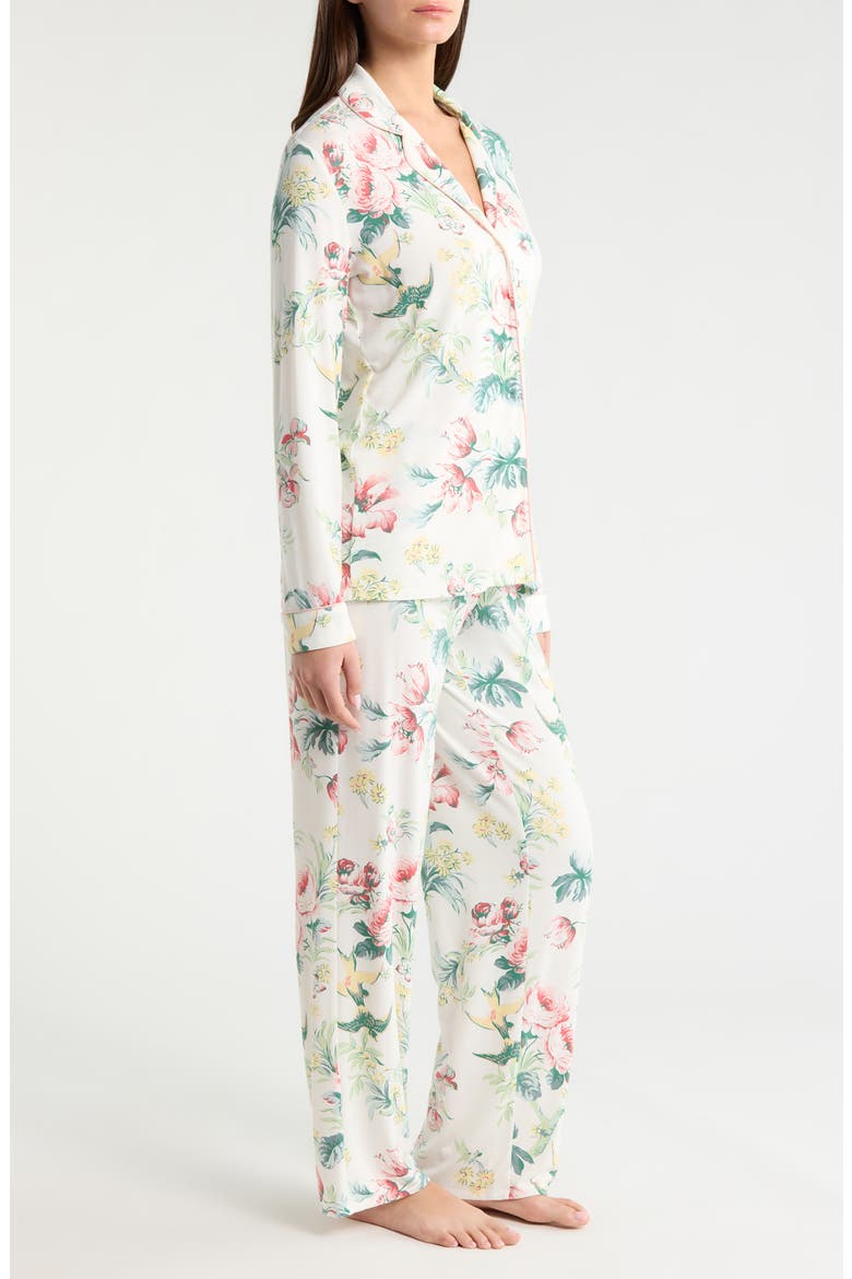 Moonlight Eco Knit Pajamas, Alternate, color, IVORY- CORAL ORANGE BLOSSOM