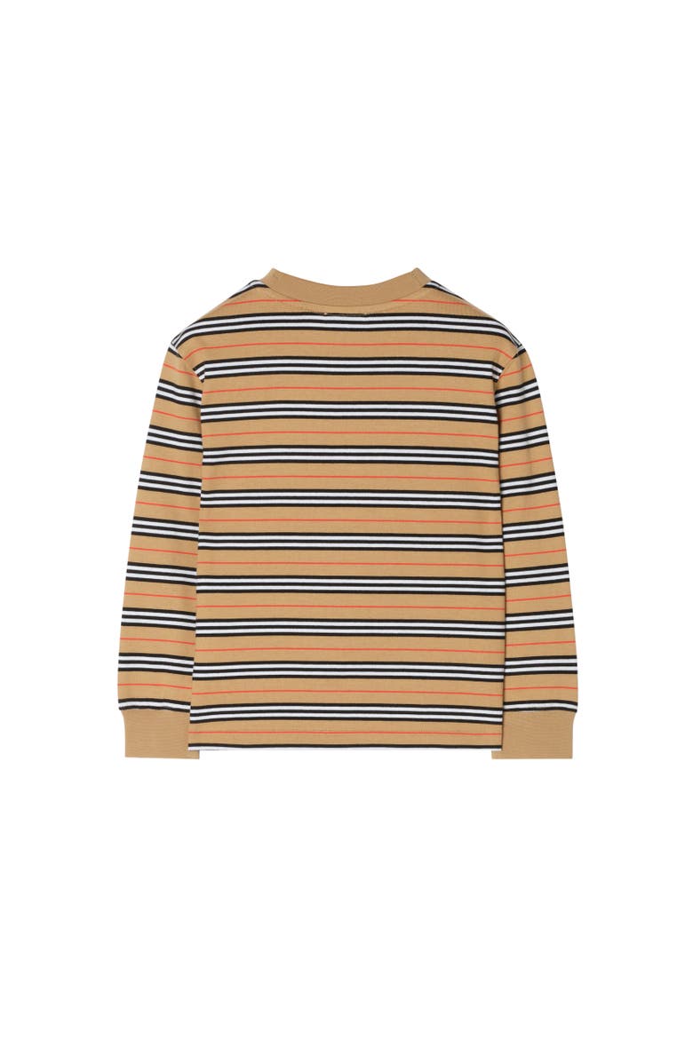 Long-sleeve Icon Stripe Cotton T-shirt, Alternate, color, Sand beige