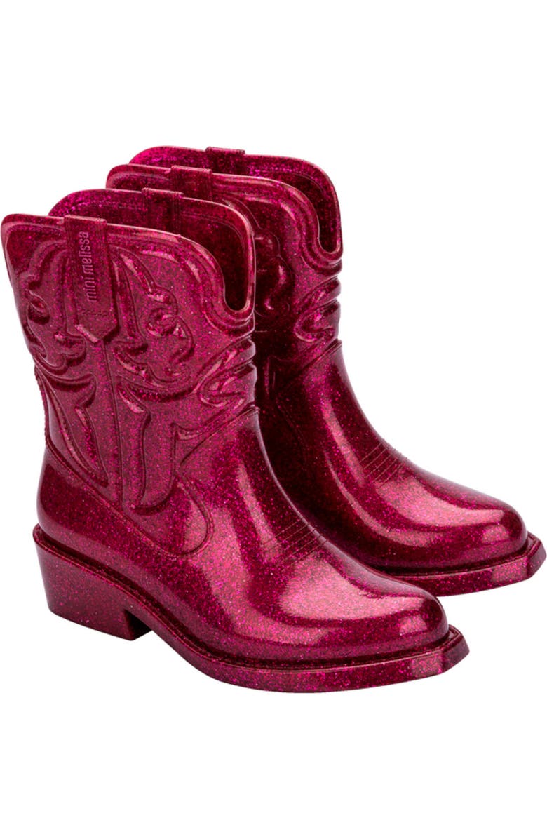 Mini Melissa Kids' Texas Western Boot, Main, color, Glitter Pink