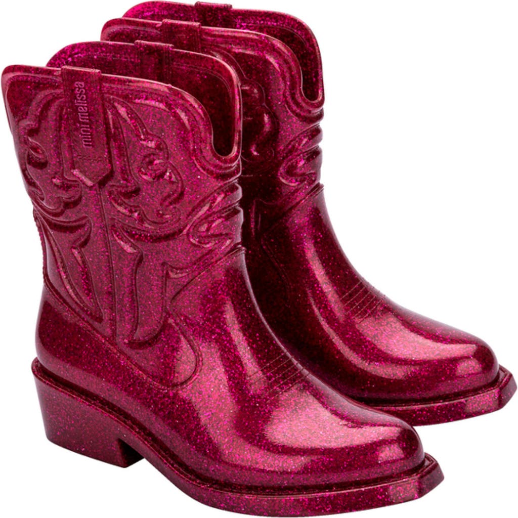 Mini Melissa Kids' Texas Western Boot In Burgundy