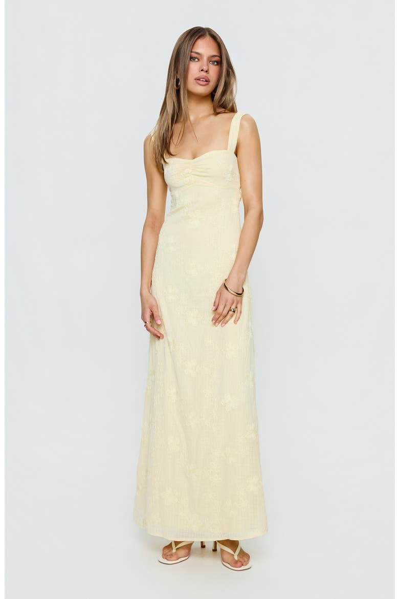 Maisone Floral Embroidered Maxi Dress, Alternate, color, LEMON