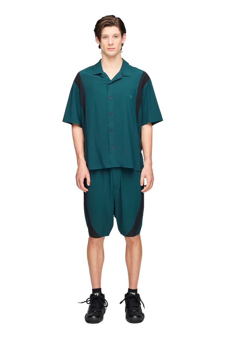 Mesh Panel Woven Shorts, Alternate, color, GREEN