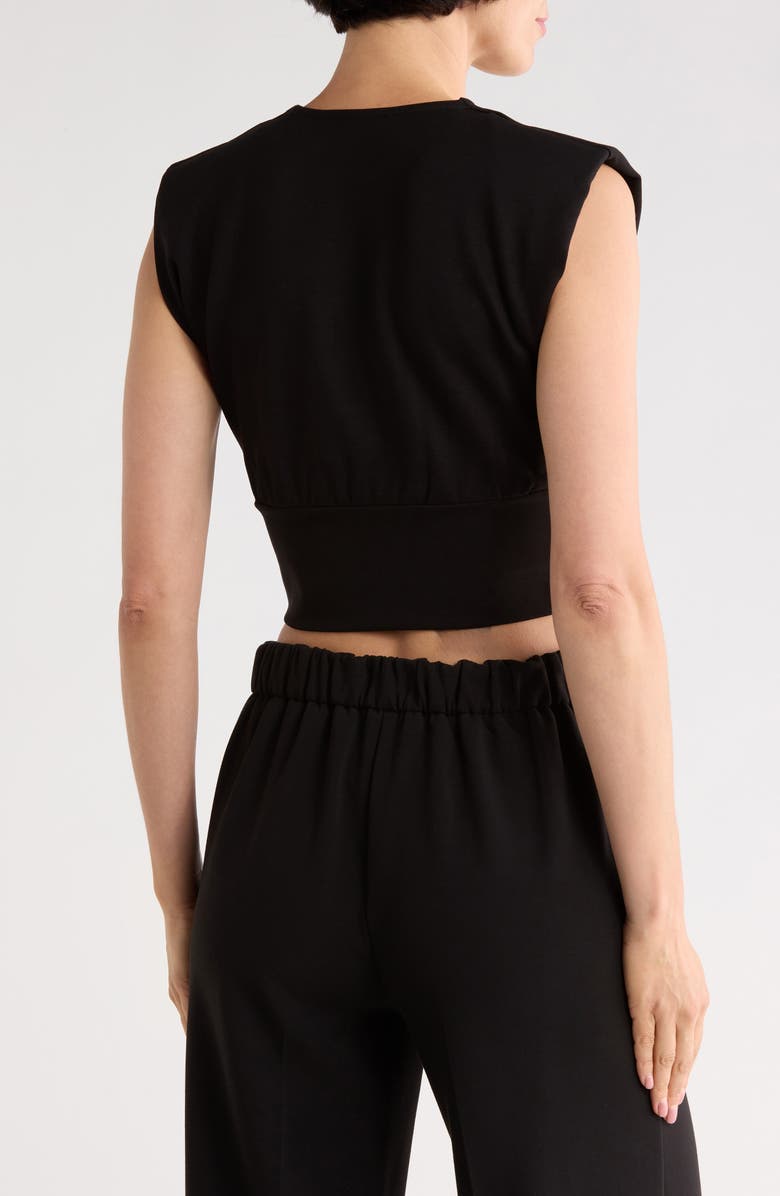 PATRIZIA LUCA Cropped Surplice Top, Alternate, color, Black