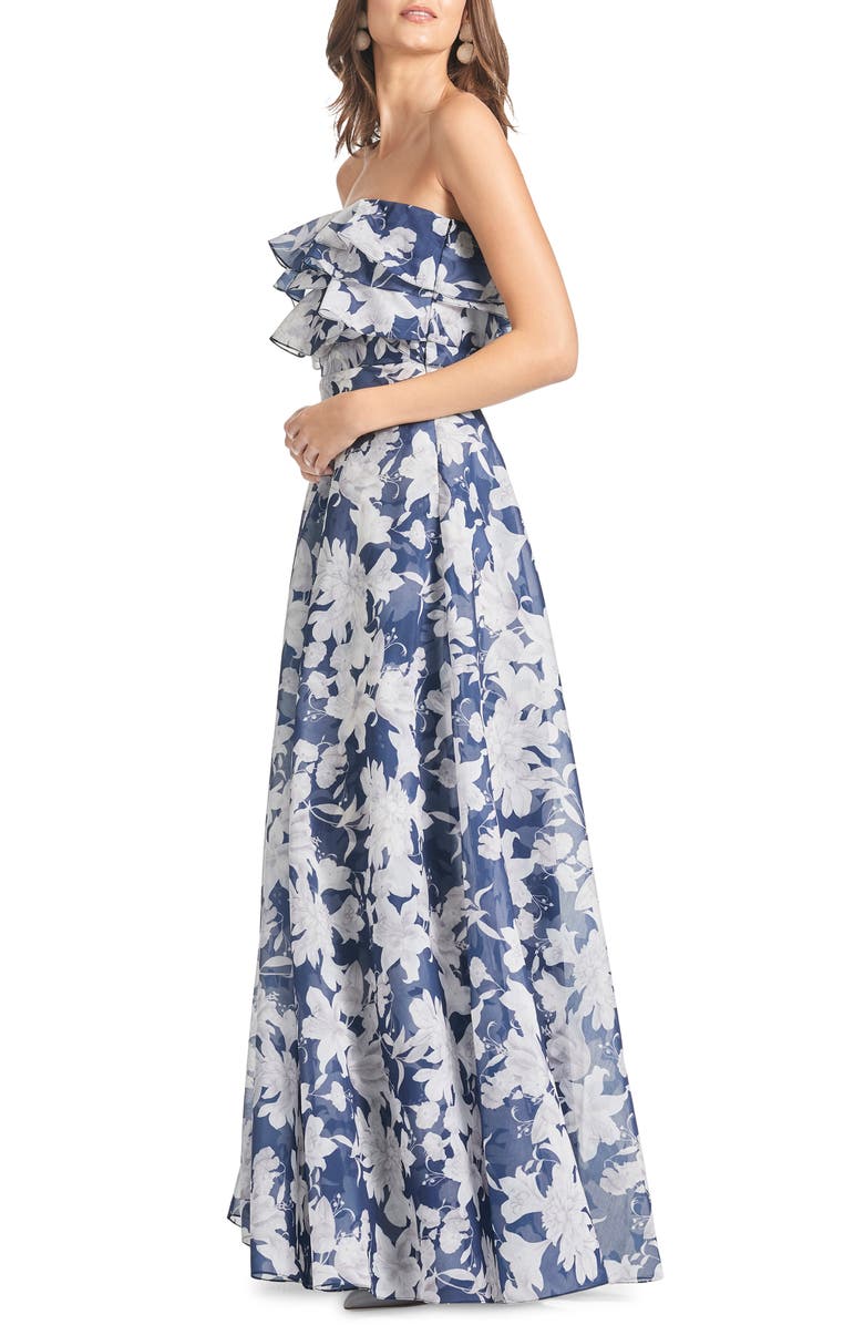 Sachin & Babi Frivolla Floral Strapless Organza Gown, Alternate, color, 