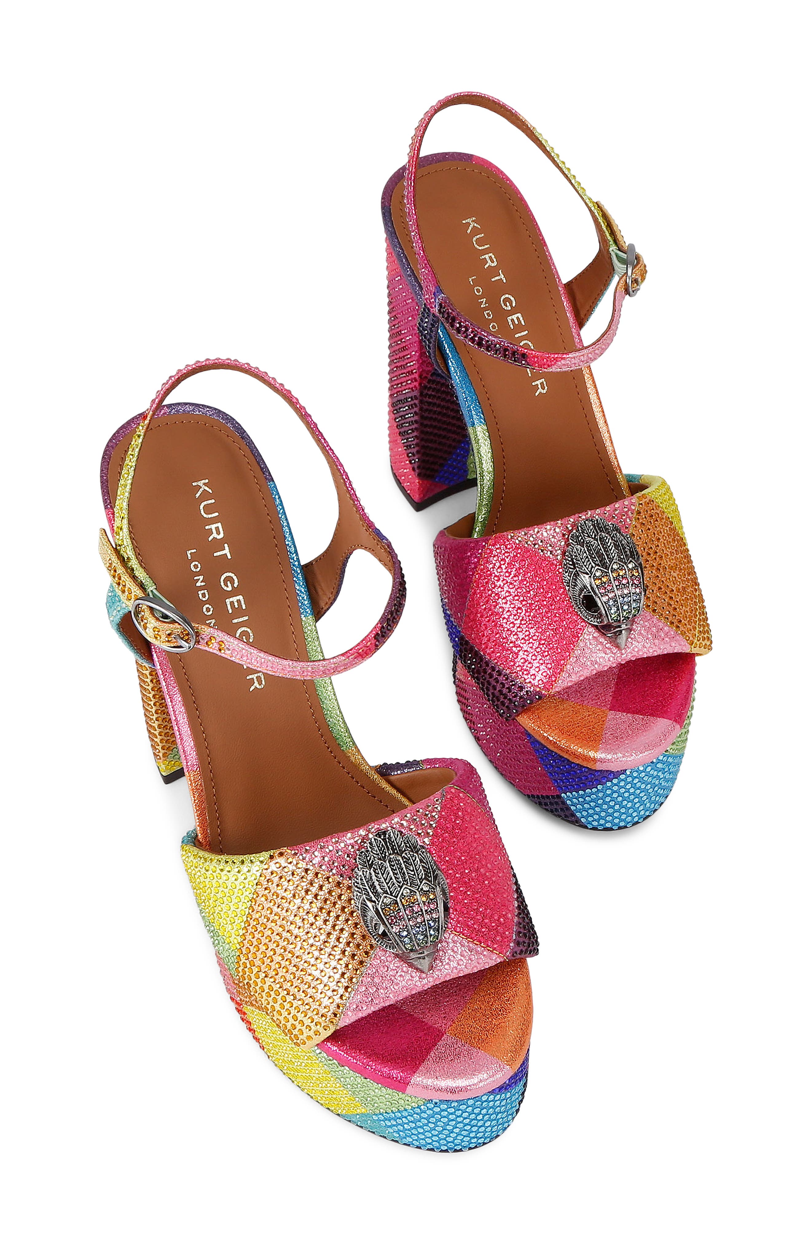 Kurt Geiger London Kensington Ankle Strap Platform Sandal, Alternate, color, Rainbow Multi