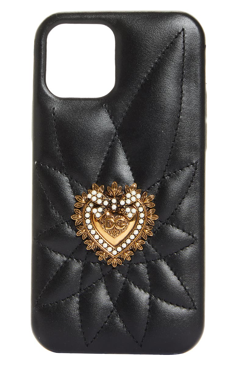 Dolce&Gabbana Devotion Quilted Leather iPhone 12 Pro X Case, Main, color,