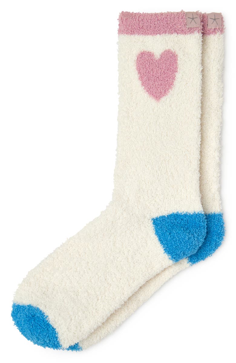 Barefoot Dreams<sup>®</sup> CozyChic<sup>®</sup> Colorblock Heart Crew Socks, Alternate, color, Cream Multi