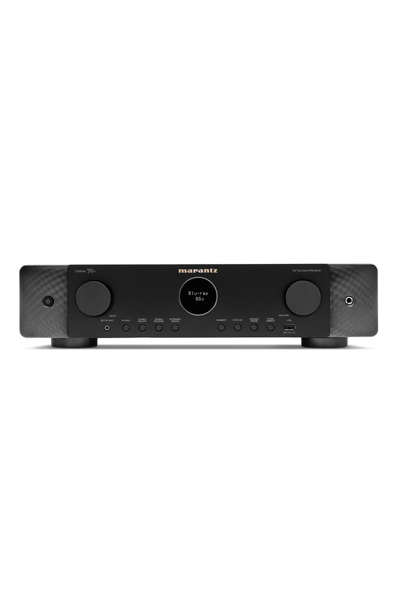 Cinema 70s Slimline 7.2 Channel 8K Home Theater Receiver with Dolby Atmos, DTSX, and HEOS Built-In, Main, color, Black