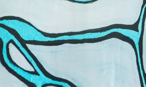 Apny Print Smocked Cuff Top In Turquoise Multi