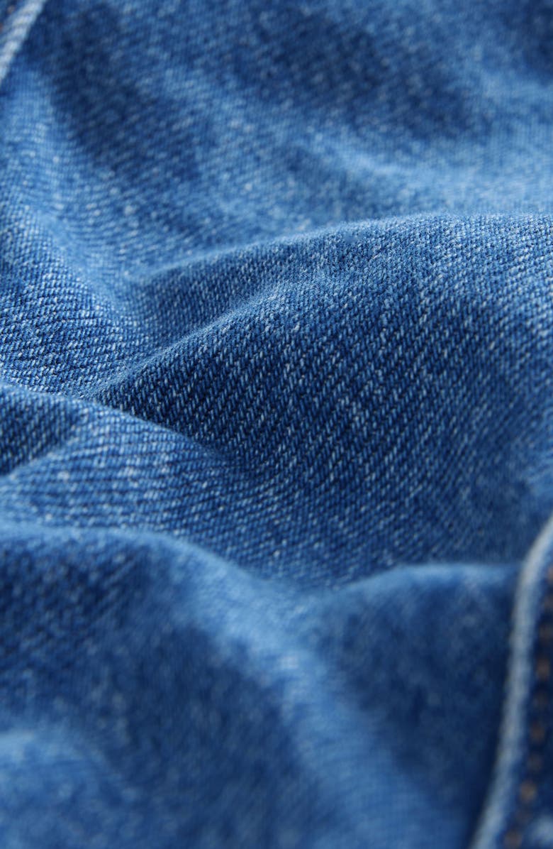 NEXT Western Tie Waist Denim Midi Dress, Alternate, color, Denim Dark Blue