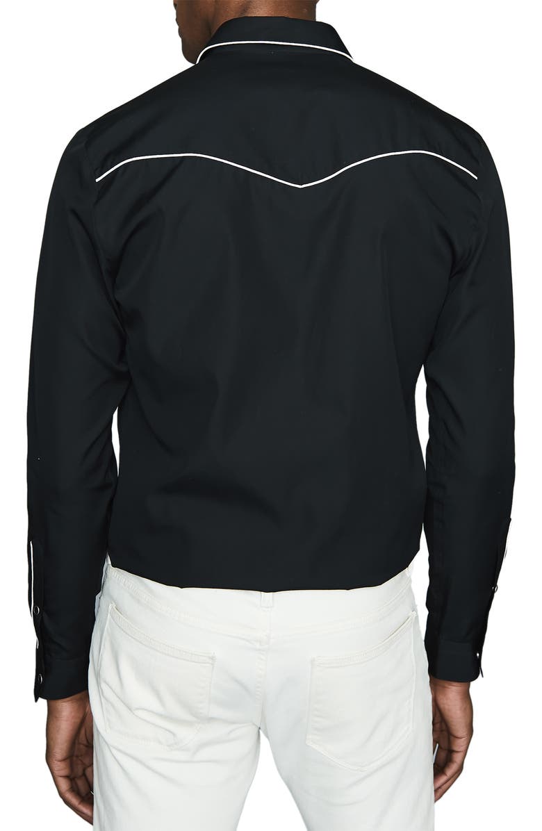 Reiss Caprice Leaf Appliqué Snap-Up Western Shirt, Alternate, color, 