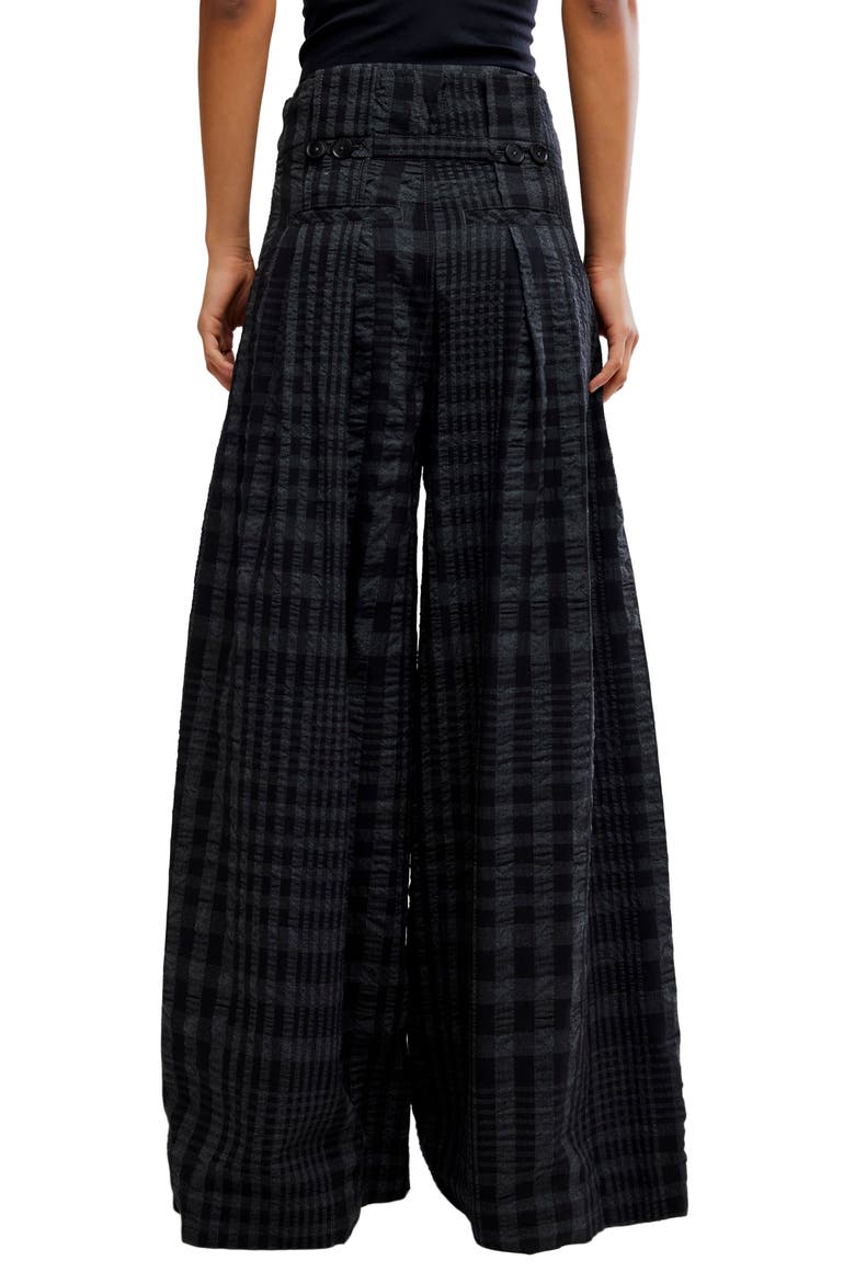 On the Move Plaid Cotton & Wool Blend Wide Leg Pants, Alternate, color, BLACK NAVY PLAID COM