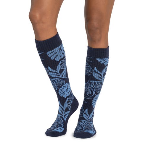 Muk Luks Cotton Rib Compression Knee-high Socks 3 Pair Pack In Multi