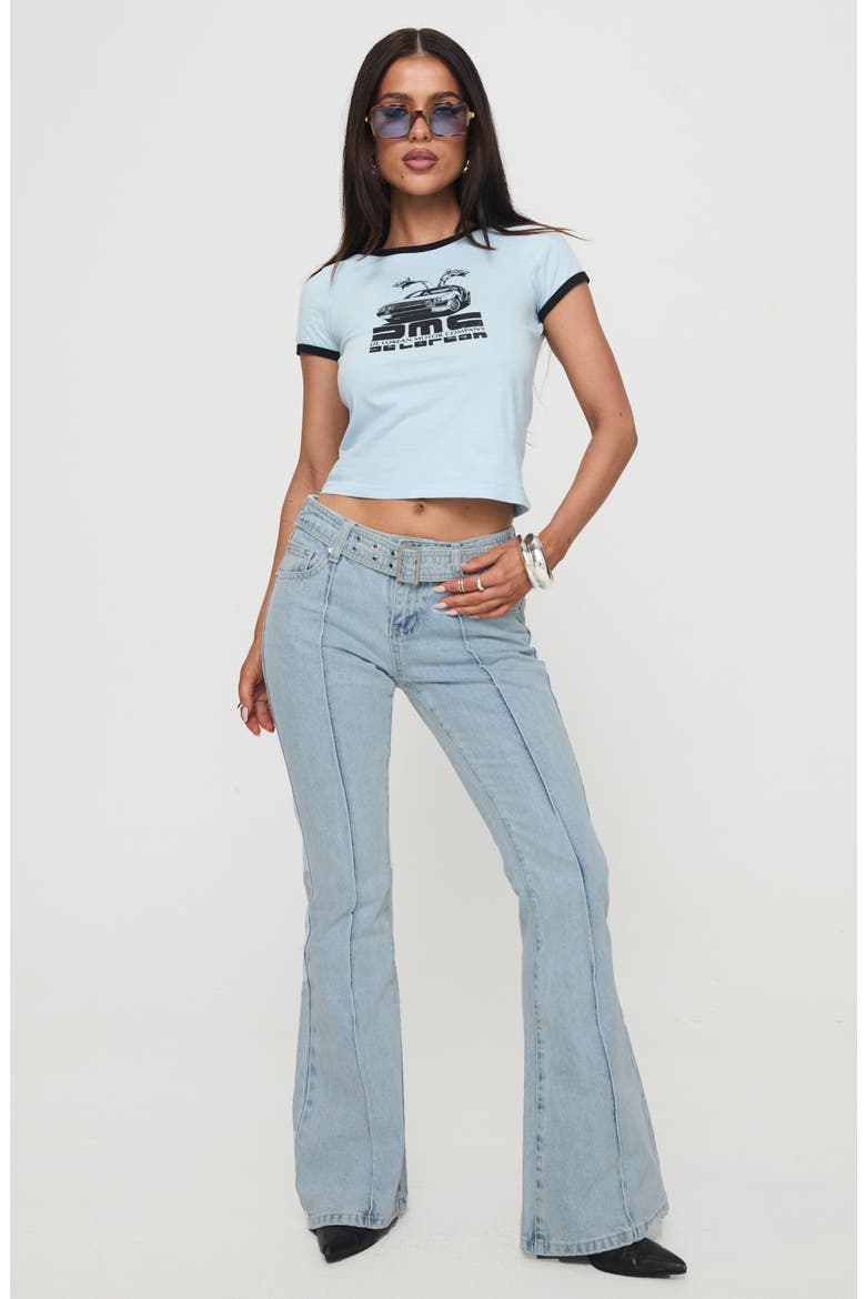 Echo Valley Belted Low Rise Flare Jeans, Alternate, color, LIGHT WASH