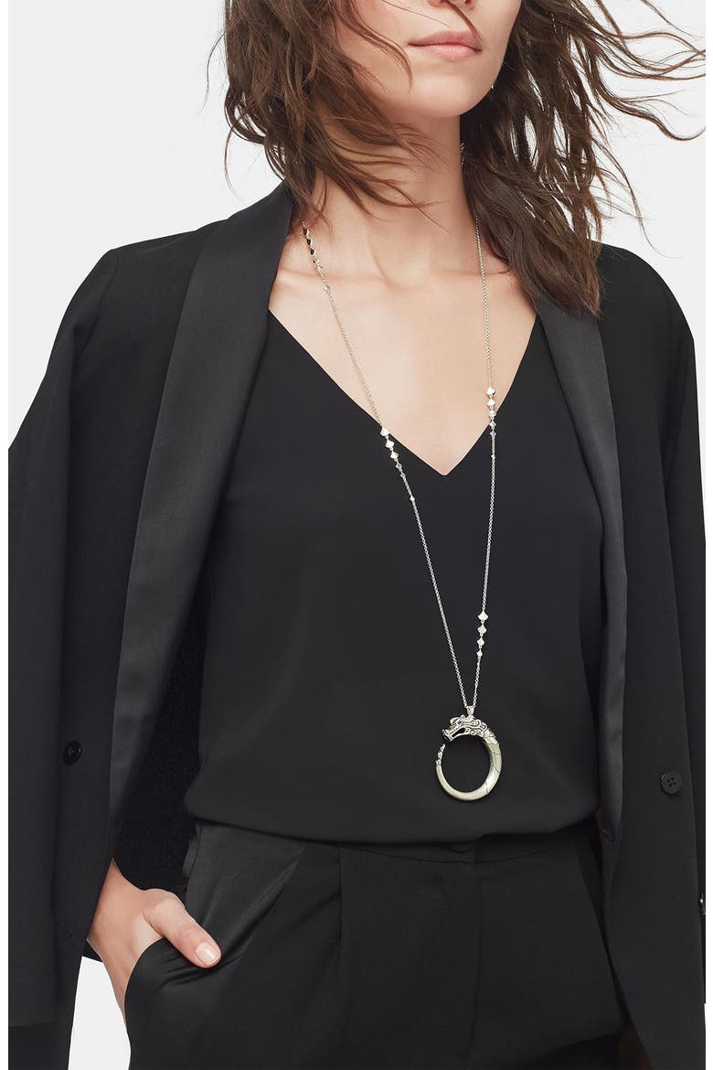 Legends Naga Long Pendant Necklace, Alternate, color, BLACK