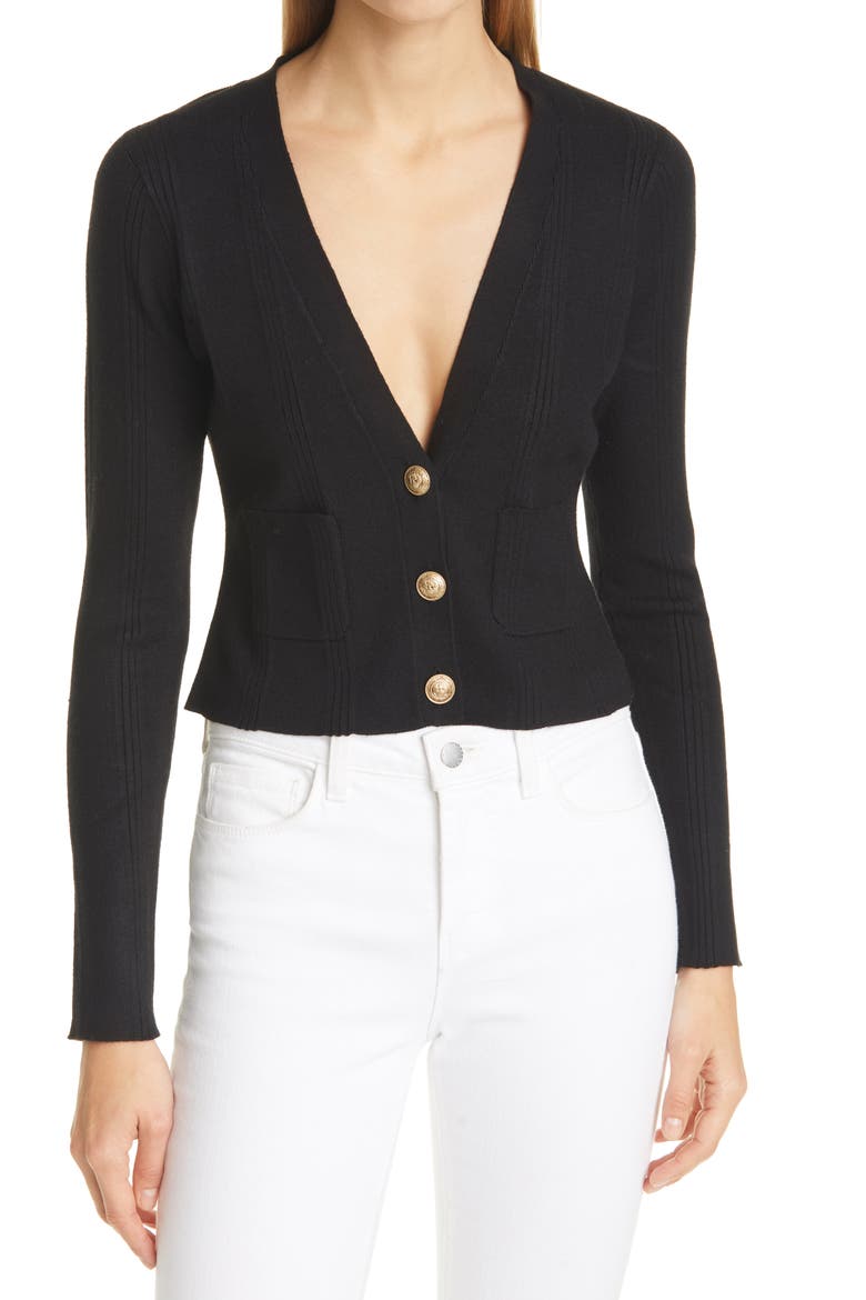 Jamie Crop Cardigan, Main, color, BLACK