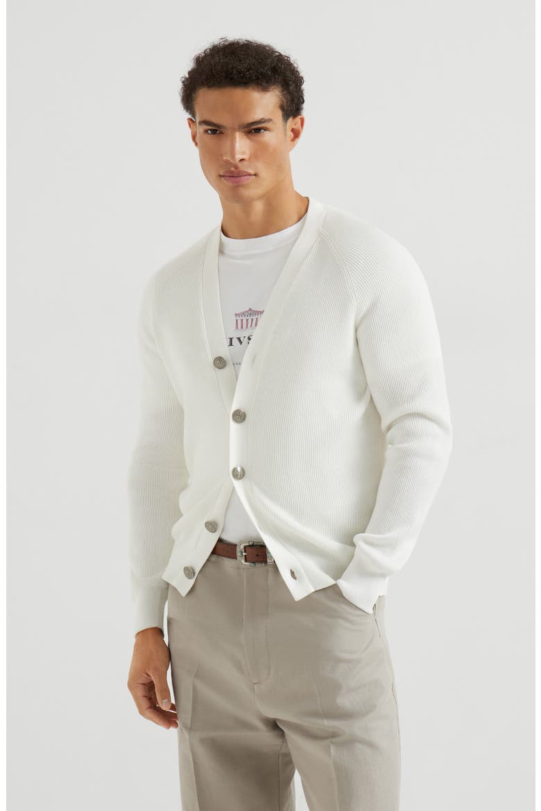 English Rib knit cardigan, Main, color, Panama