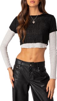 EDIKTED Crop Layered T-Shirt