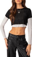 EDIKTED Crop Layered T-Shirt