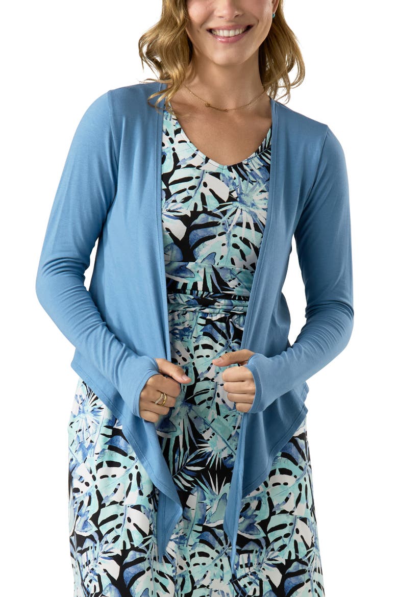 Long Sleeve Crossover Sun Wrap, Alternate, color, Baltic