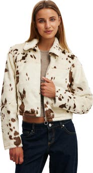 Cotton On Women's Cow Faux Fur Jacket