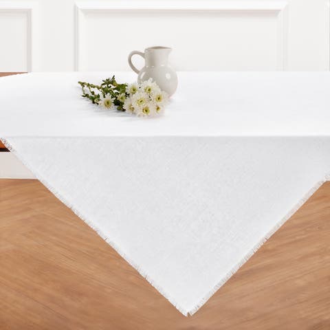Linen Table Throw - Fringe, 52" x 52" Inch