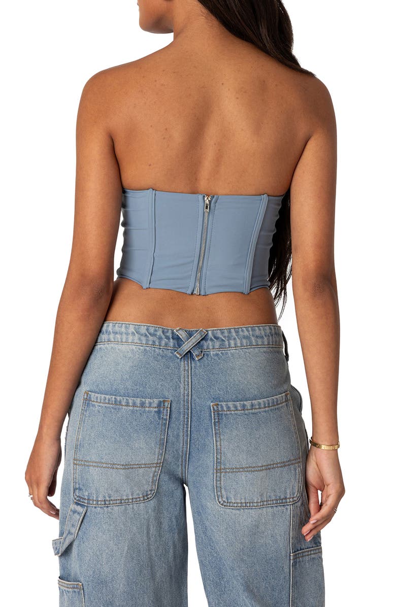 EDIKTED Kilah Strapless Corset Top, Alternate, color, Blue