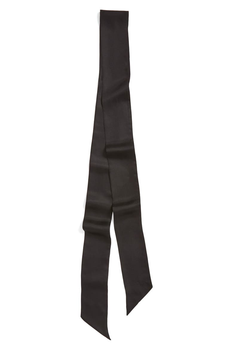 Silk Skinny Scarf, Alternate, color, BLACK