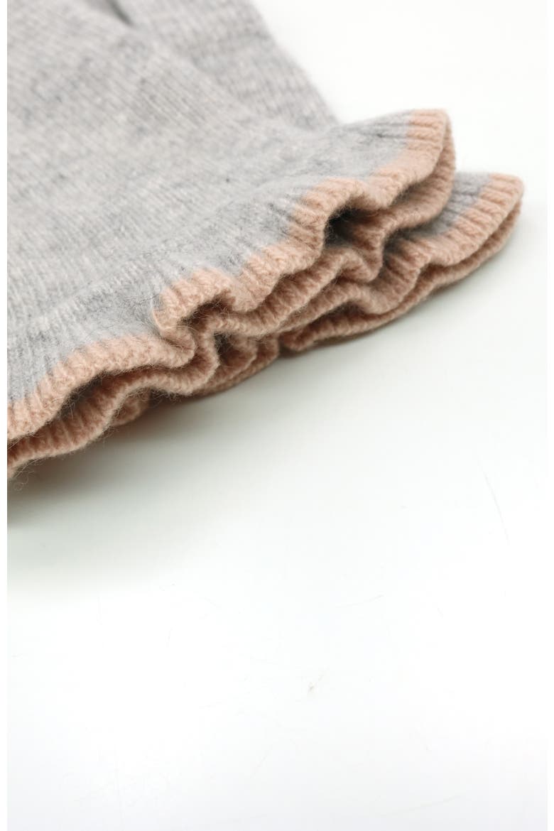 Cashmere gloves with ruffles, Alternate, color, LIGHT HEATHER GREY/ROSE QUARTZ