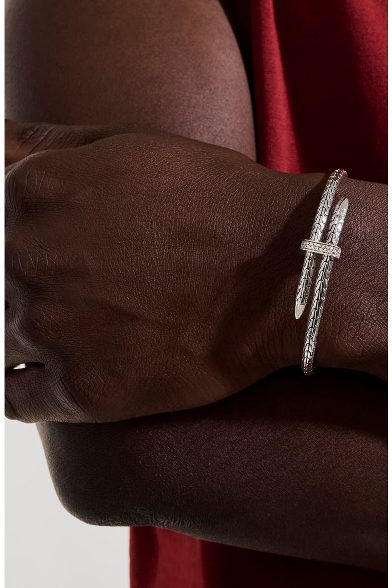 Spear Flex Cuff, Sterling Silver, Diamonds, 4mm, Alternate, color, SILVER