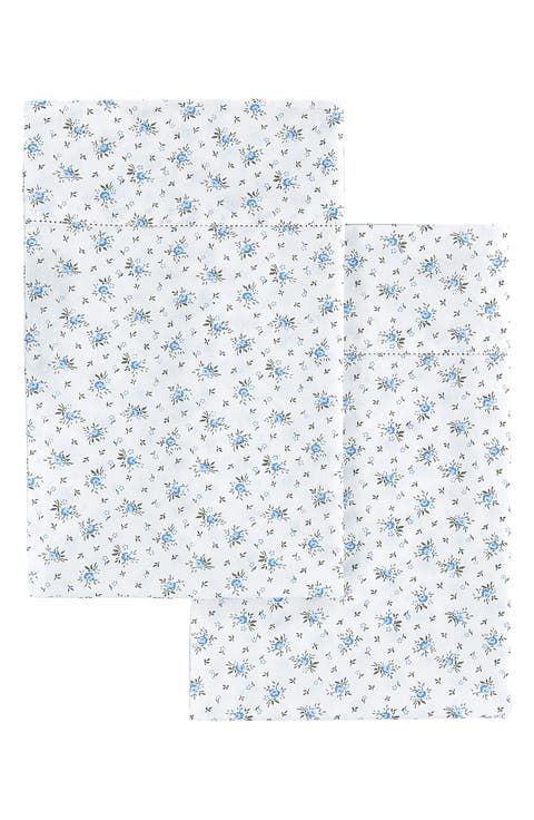 Set of 2 La Fleur Print Percale Cotton Pillowcase