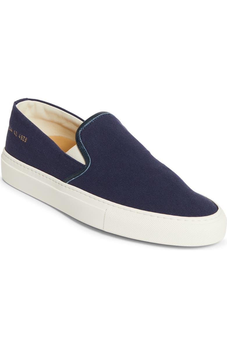 Common Projects Minimal Low Profile Slip-On Sneaker, Main, color, Navy