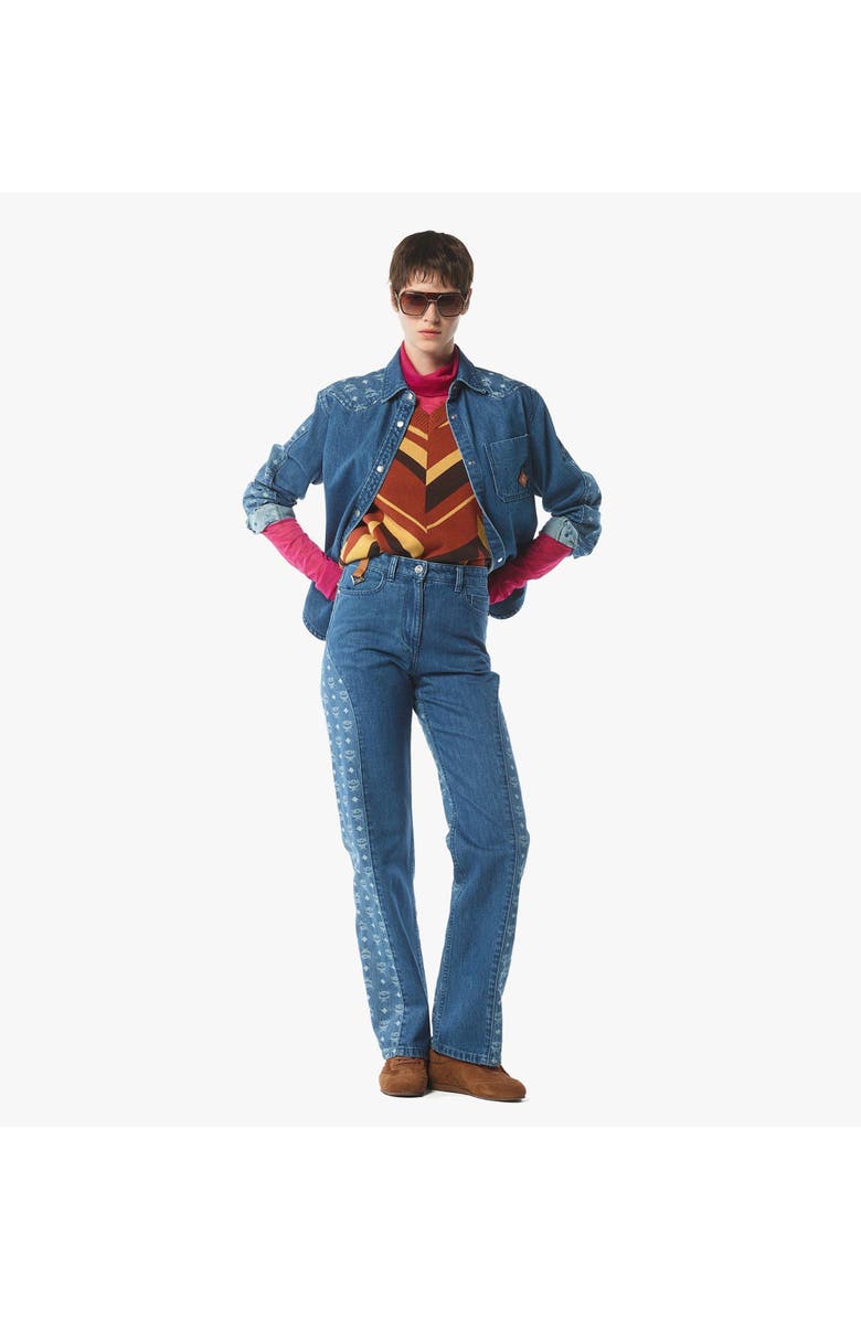 MCM Monogram Jacket in Denim Jacquard, Alternate, color, Blue