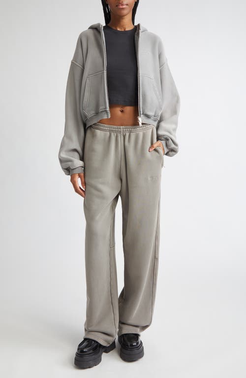 Alexander Wang Oversize Crop Full Zip Hoodie In Gray
