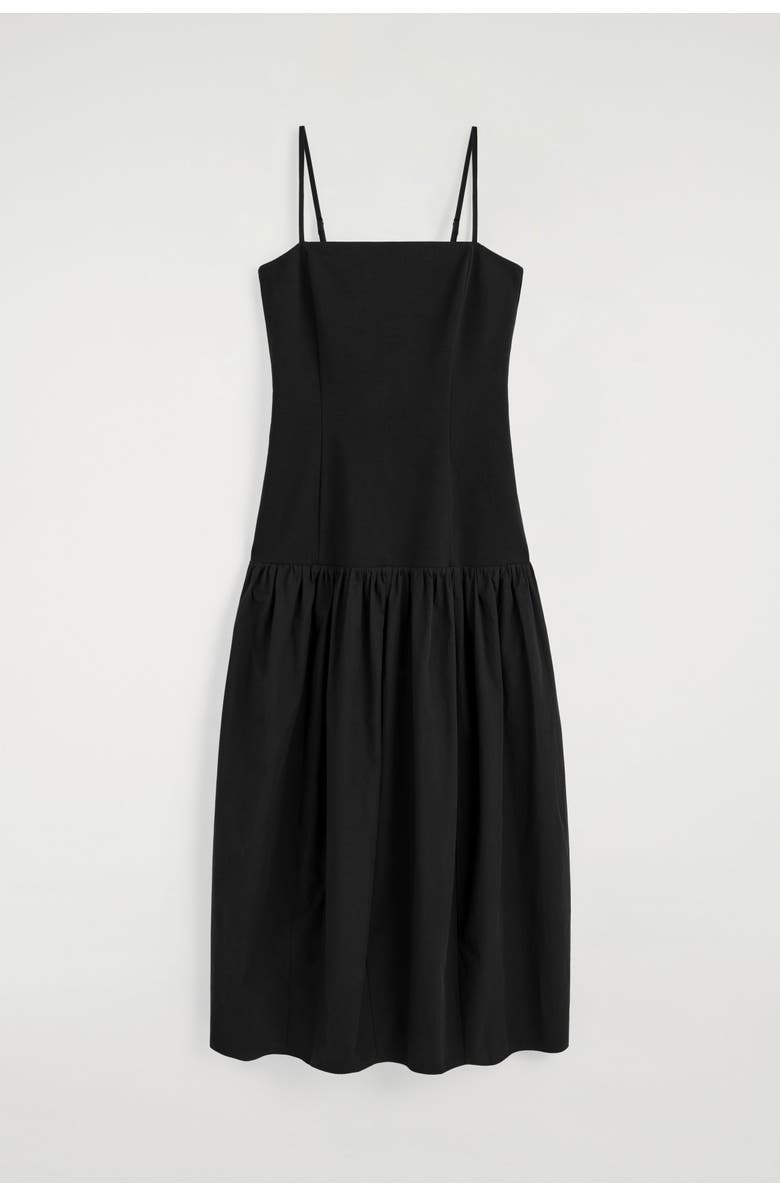 COS Sculpted Dropped-waist Midi Dress, Alternate, color, Black