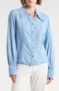 Democracy Embroidered Chambray Button-Up Shirt