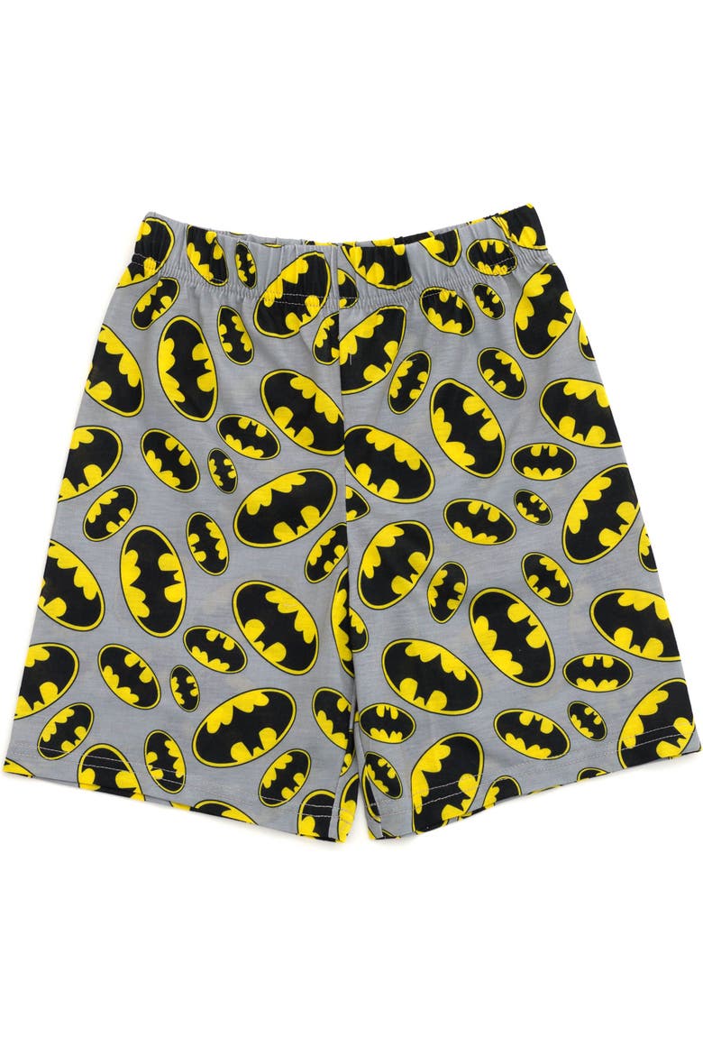 Justice League Batman Pajama Shirt and Shorts Set with Cape, Alternate, color, Heather Grey Batman