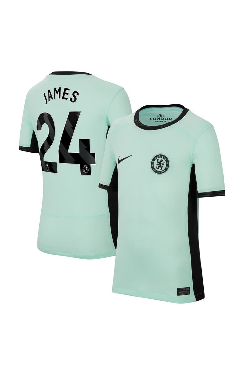 Nike Youth Nike Reece James Mint Chelsea 2023/24 Third Stadium Replica Player Jersey, Main, color,