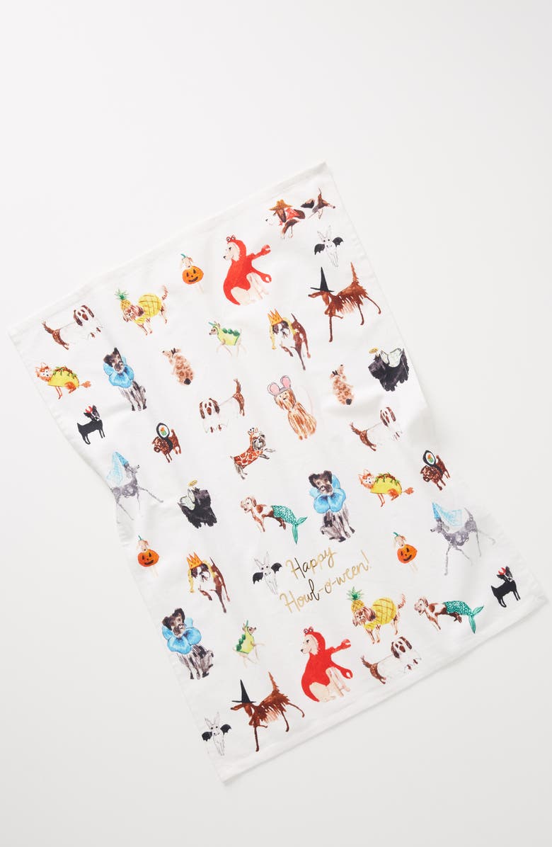 Anthropologie Home Anthropologie x Pauline de Roussy de Sales Happy Howl-o-ween Dishtowel, Main, color, 