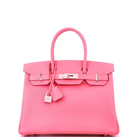 Birkin Handbag Pink Epsom with Palladium Hardware 30