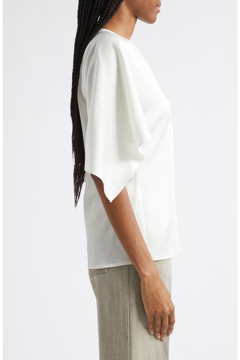 Handkerchief Sleeve Satin Top, Alternate, color, CREAM