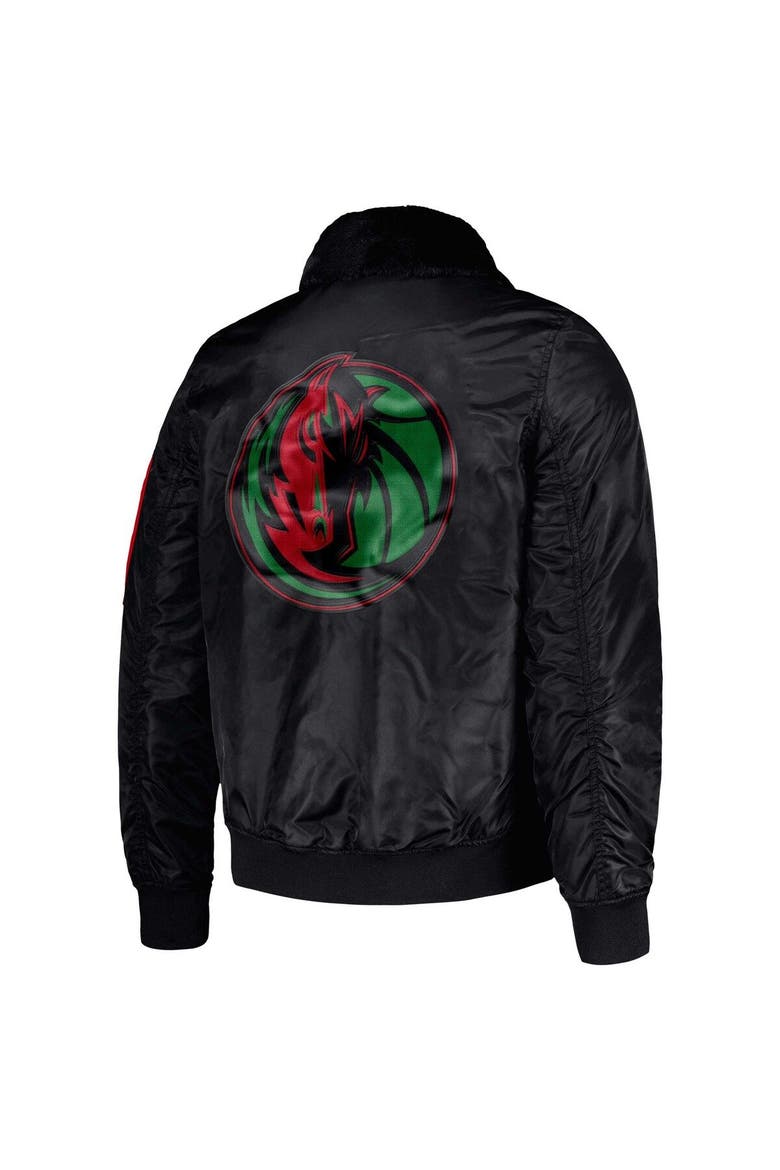 Men's Starter x Ty Mopkins Black Dallas Mavericks Black History Month Satin Full-Zip Jacket, Alternate, color, Black