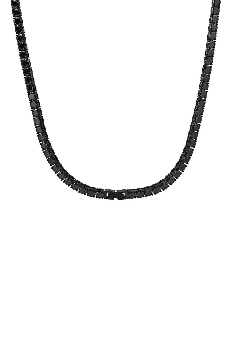 Men's Black Stainless Steel Cubic Zirconia Tennis Necklace, Main, color, BLACK