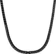 HMY JEWELRY Men's Black Stainless Steel Cubic Zirconia Tennis Necklace