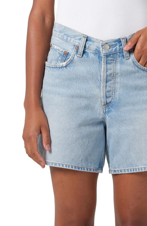 Agolde Parker Long Relaxed Organic Cotton Denim Shorts In Backbeat