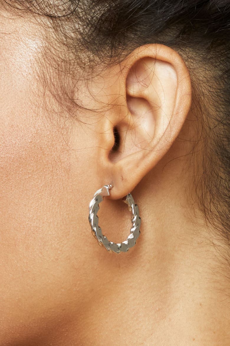 14K Gold In Vogue Hoops Earrings, Alternate, color, White Gold