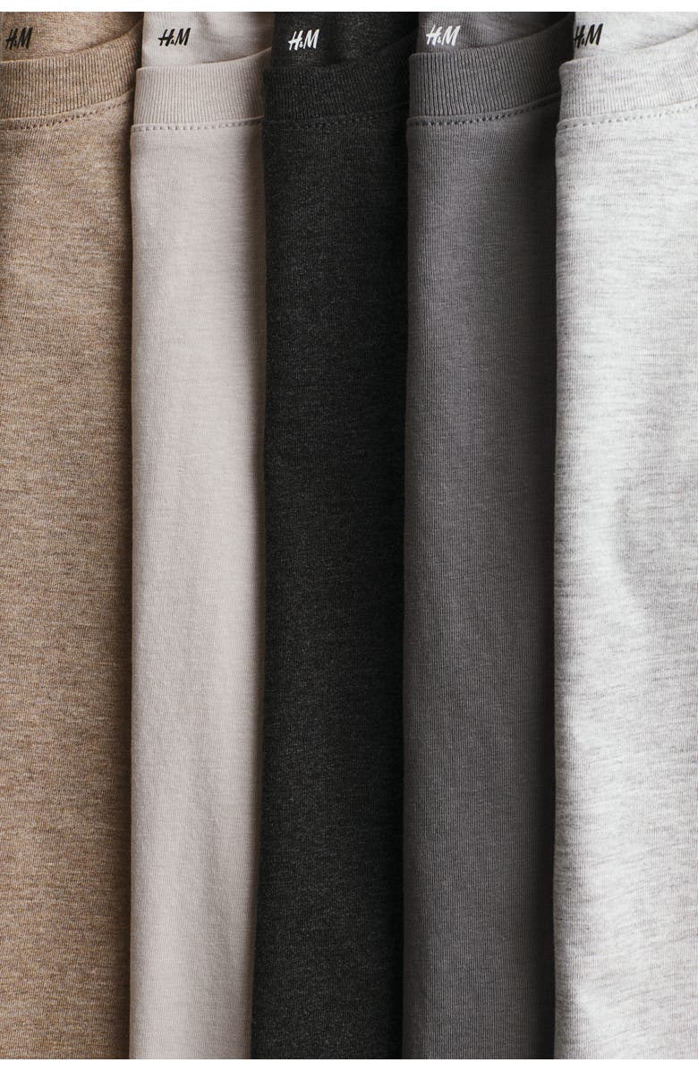 H&M 5-pack T-shirts, Alternate, color, Gray/Beige